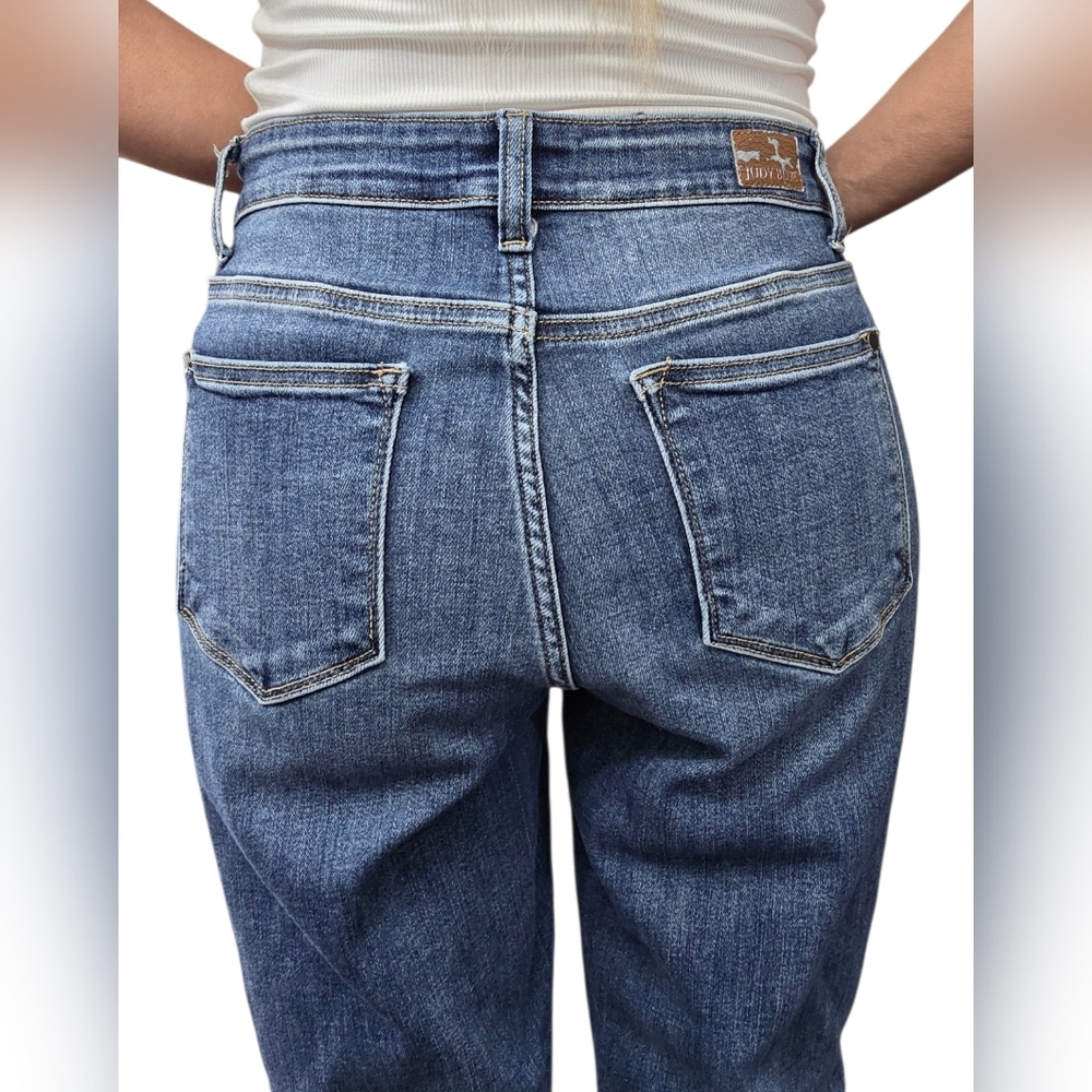 Judy Blue High Rise Straight Leg Stretch Jeans Medium Wash 7/28 - Picture 5 of 8
